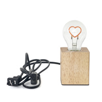 Globe en verre moderne 2W A60 220V-240V avec ampoule en forme de cœur Veilleuse LED pour éclairage ambiant de chambre Base en bois