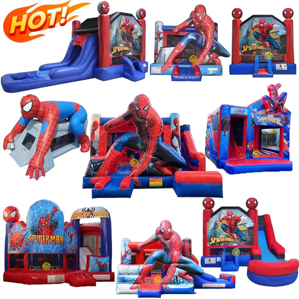Komersial menyenangkan spider man tiup bouncer spider-man bouncer rumah bouncing combo spiderman Kastil pantul anak-anak istana lompat