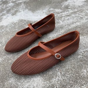 <span class=keywords><strong>Chaussures</strong></span> Mary Jane en maille unie pour <span class=keywords><strong>femme</strong></span>, nouvelle collection printemps-été 2026, plates, ajourées, respirantes, à bride unique, polyvalentes, semelle extérieure en caoutchouc - Product Image 4
