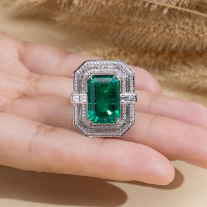 Bague Messi Jewelry MSR-2059 18k émeraude et diamant de laboratoire - Product Image 5