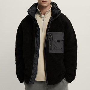 OEM personalizable hombres cremallera <span class=keywords><strong>polar</strong></span> Sherpa <span class=keywords><strong>chaqueta</strong></span> Casual invierno cálido de talla grande bordado Shearling <span class=keywords><strong>Bomber</strong></span> Casual <span class=keywords><strong>chaqueta</strong></span> - Product Image 3