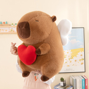 Regalo del Día de San Valentín 2025 agua conejillo de indias Capibara con corazón muñeco de peluche juguete de peluche muñeco de almohada - Product Image 6