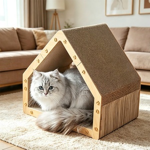 Griffoir pour chat en forme de maison, en carton ondulé, anti-griffures, tunnel pour chat d'intérieur - Product Image 1