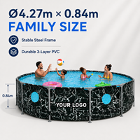 Piscine hors sol ronde en acier avec fenêtre transparente, piscine familiale en PVC pour jardin, ensemble d'été