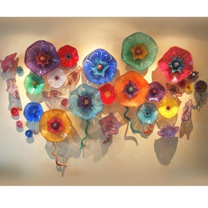 Vente en gros, plaque de fleur murale en verre soufflé à la main, 2 à 3 couches, Art mural en verre de Murano - Product Image 1