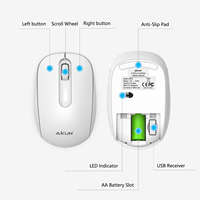 AIKUN Mouse Nirkabel MX36, Mouse Tanpa Suara 2.4G Dengan Penerima USB, Fitur Auto Sleeping, Mouse Komputer Portabel (PUTIH)