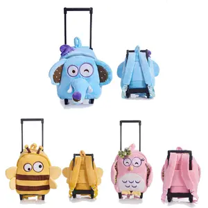 fashion custom kids school bag backpack promotional cute soft plush stuffed animal trolley school bag