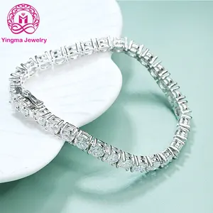 Ready Stock 925 Sterling Silver With White Gold Plating D VVS Colorless Hip Hop Jewelry 5mm Tennis Moissanite Bracelet