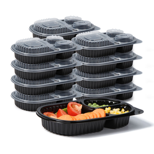Plastic Retangular Disposable Freezerable Microwavable Dishwasher Safe 3 Compartment Food Storage Meal Prep Containers