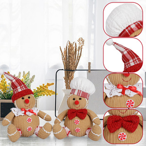 Hot Sale Cute Fabric <b>Gingerbread</b> <b>Man</b> Figurine in Sitting Pose Christmas Window Display <b>Decoration</b> - Product Image 4