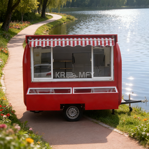 Carrito de Helados Redondo Personalizado, Totalmente Equipado, Camión de Comida Móvil para Té de Burbujas - Product Image 1