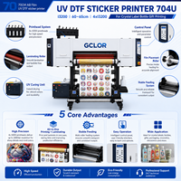 Imprimante d'autocollants UV DTF 704U I3200 60-65cm 4xI3200 pour l'impression d'étiquettes en cristal, de bouteilles et de cadeaux