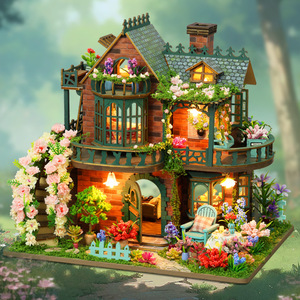 <span class=keywords><strong>Kit</strong></span> <span class=keywords><strong>maison</strong></span> de poupée miniature bricolage assembler puzzle 3D <span class=keywords><strong>maison</strong></span> de poupée <span class=keywords><strong>en</strong></span> bois artisanat avec meubles lumières LED accessoires de <span class=keywords><strong>maison</strong></span> de poupée - Product Image 3