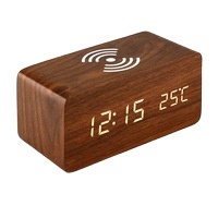 Horloge LED intelligente pour l'étude avec chargeur sans fil, fonction snooze, alarme, haut-parleur Bluetooth pour bureau, cuisine, salon