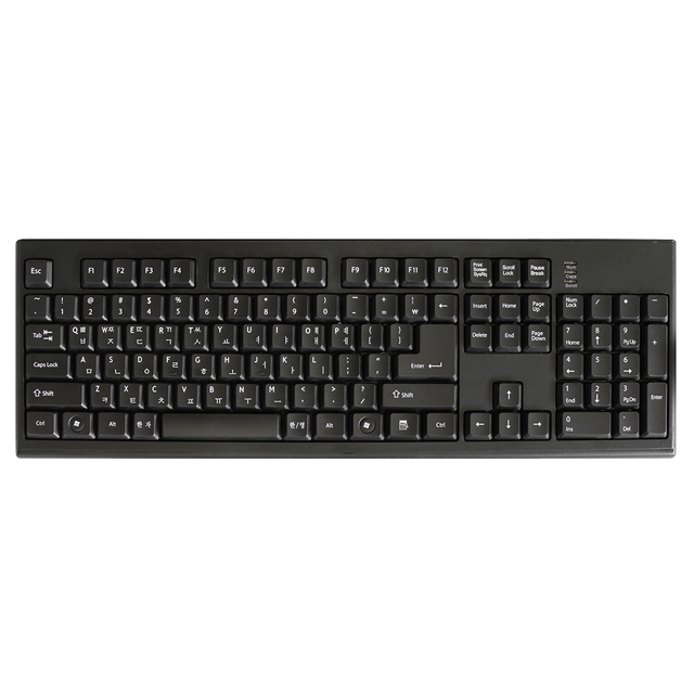 Business 2.4G Ergonomic Membrane Wireless Keyboard Korean Black Computer Keyboard Full Size PC Keyboard for Desktop