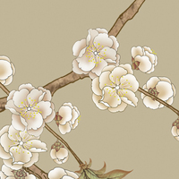 Papier peint mural personnalisé, style chinois traditionnel, motifs d'oiseaux et de fleurs au pinceau fin, pour la décoration des hôtels et des espaces commerciaux