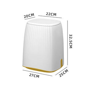ถังขยะทรงสี่เหลี่ยมสีขาวเหลืองแบบกดฝา  ขนาดใหญ่ สำหรับใช้ในบ้าน ห้องครัว ห้องนั่งเล่น ห้องนอน - Product Image 4