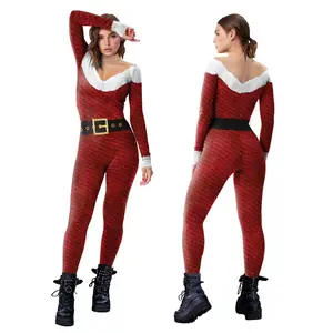 NADANBAO廉价女士圣诞服装红色一体式连身衣女士成人圣诞服装