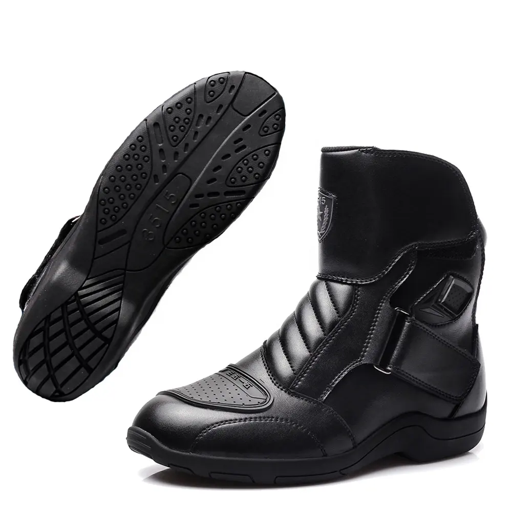 PU Leather Motorcycle Racing Boots Mid-Calf Ankle Protective Gears Moto Motorbike Riding Shoes Foot Guards For Men Women