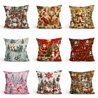 Housse de coussin de Noël décorative de luxe avec motifs Bonhomme de neige, Père Noël, Traîneau, Gnome, Casse-noisette pour la décoration intérieure