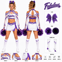 Seragam Kejuaraan Cheerleading Lengan Panjang Rok Pendek Nyaman Dipakai Trendy AB Crystal Spandex Fleksibel