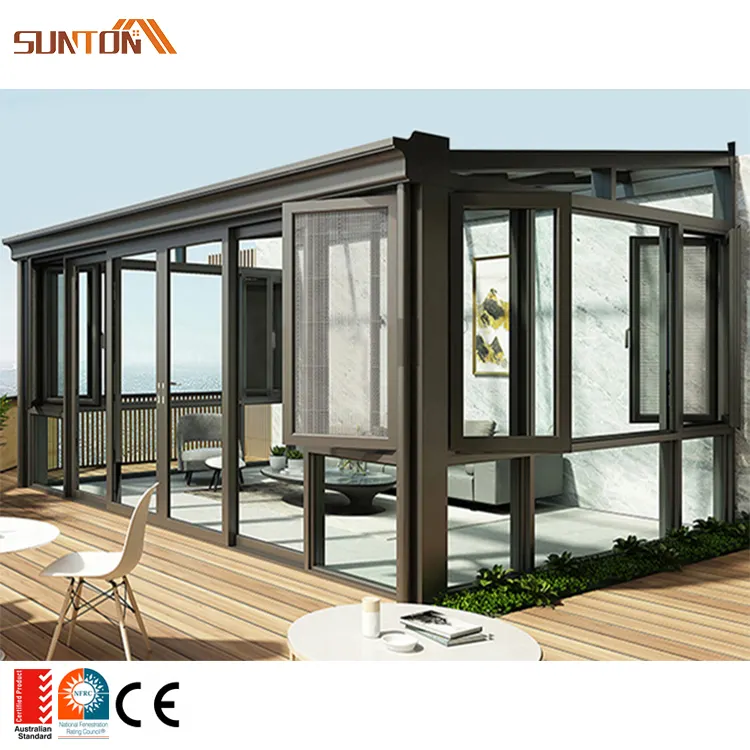 Aangepaste Europese Stijl Glazen Behuizing Modulaire Veranda Moderne Buiten Huis Tuin Patio Almuninm Isolatieglas Serre