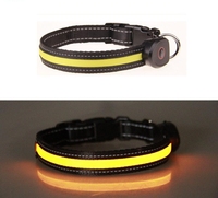Collier LED pour chien/chat, rechargeable par USB, imperméable, en nylon, simple, réfléchissant, clignotant, lumineux, sécurité nocturne, promenade en extérieur