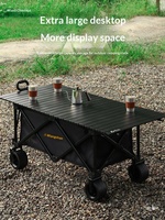 Chariot à quatre roues Mountain Stall, peut tirer une remorque, table pliante portable, OEM, pour extérieur et camping en voiture, 107x57x37cm