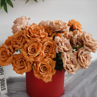 9-Köpfiger Blumenstrauß aus Seidenrosen, Handgefertigte Realistische Kunstblumen im Modernen Stil, Langlebig, aus China, für Muttertag, Weihnachten, Ostern