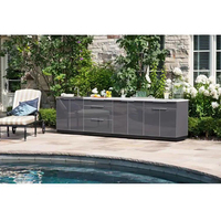 Armoire personnalisée pour bbq haute brillance Armoire de cuisine extérieure en acier inoxydable au design moderne avec rangement coulissant