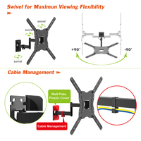 Support mural TV inclinable et pivotant à mouvement complet pour écrans LCD LED de 26 à 55 pouces, bras d'extension en acier allié et aluminium, compatible VESA 400x400