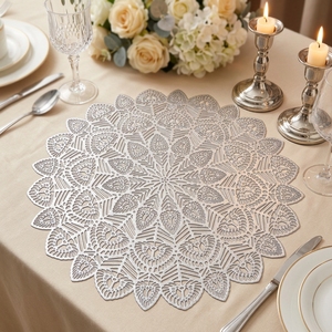 Tovagliette Rotonde di Lusso per Cucina e Sala <span class=keywords><strong>da</strong></span> Pranzo, Impermeabili ed Ecologiche in PVC Pressato, Ideali per Decorazioni Festive - Product Image 1
