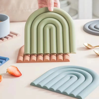 Support de casserole multifonctionnel en silicone arc-en-ciel et sous-plat de table, sous-plat en liège résistant à la chaleur pour la cuisine, couvre-plat pour casseroles chaudes