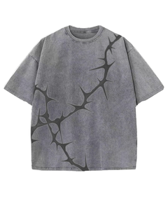 T-shirt Homme 220 GSM en Coton Lourd, Délavé à l'acide, Coupe Oversize, Motif Cracked Earth, Streetwear, Épaules Tombantes, Vente en Gros OEM - Product Image 2