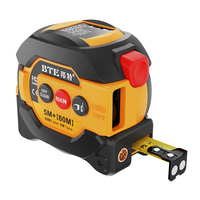 Mètre à ruban laser numérique électrique 3-en-1 BTE Premium, construction en caoutchouc noir souple avec écran LCD, commutateur métrique/imperial
