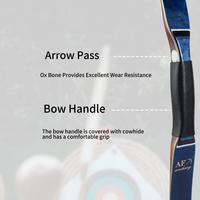 Arc Recurve Blue Bird's Eyes 54 Pouces 20-50 Lbs AF Archery en Bois et Fibre de Verre pour Tir Instinctif - Utilisation Extérieure Portable