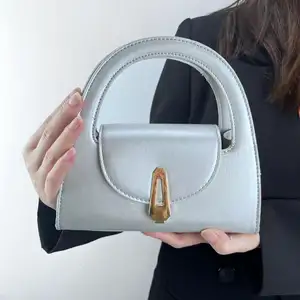 Niche Design Retro Lock Handbag Women's Korean Style Temperament Versatile Fashion Shoulder Bag Crossbody Bag Pu Handbag