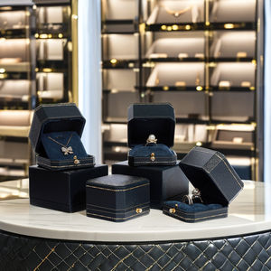 กล่องเครื่องประดับหนัง PU กำมะหยี่หรูหราหรูหราหรูหราสไตล์ยุโรปแหวนแปดเหลี่ยมสร้อยคอสร้อยข้อมือสำหรับเป็นของขวัญ - Product Image 2