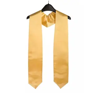 Vestido de Ceremonia de clero, estola religiosa de poliéster, 60 pulgadas, liso, escolar, oro amarillo, estola de graduación, venta al por mayor
