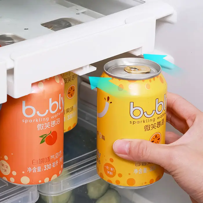 Amazon Top seller Ningbo Home accessories Drink Beverage Storage Hanging Holder Can Dispenser Adjustable Fridge Organizer