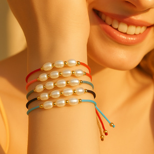 Go2boho Bracelet de perles tissées à la main Simple Lumière Luxe Nouveau Style Couleur Ligne <span class=keywords><strong>Millet</strong></span> Imitation Géométrique Perle Pierre Principale - Product Image 1