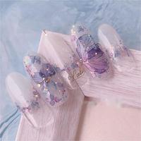 Purple Collection Daily Life Nails Perle Et Diamant Décorer Faux Ongles Ongles Ronds Courts