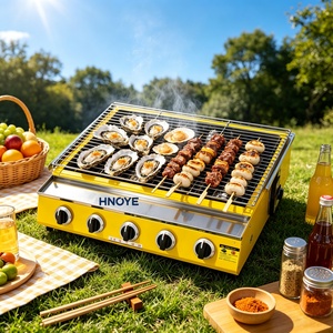 Barbecue au gaz commercial à 4 brûleurs en acier inoxydable pour restaurant - Product Image 1