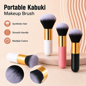 <span class=keywords><strong>Pinceau</strong></span> de maquillage cosmétique portable en poils synthétiques doux, type <span class=keywords><strong>Kabuki</strong></span>, pour estomper le fond de teint, avec manche lisse, disponible en plusieurs couleurs - Product Image 2