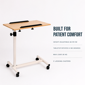 Mesa Ajustable para Cama <span class=keywords><strong>de</strong></span> Hospital y Cuidado en el Hogar, con 4 Ruedas, 2 Frenos y Capacidad <span class=keywords><strong>de</strong></span> 30 kg para Personas Mayores - Product Image 3