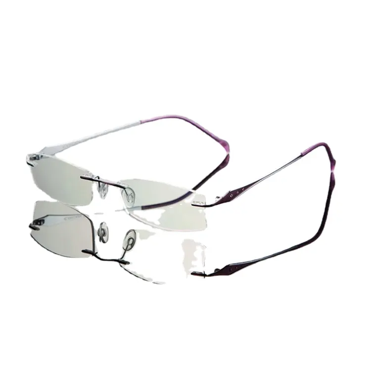 Vente en gros d'usine de montures de lunettes à la mode en titane pur monture de lunettes pour femme myopie monture optique miroir plat