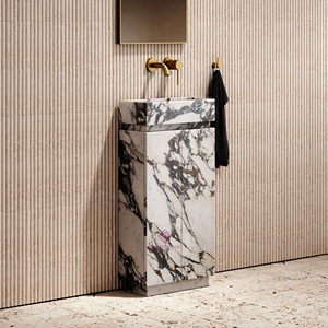 Hotel Project Calacatta Viola Marble Vanity Unit With Doors Custom Natural Stone Bathroom <strong>Cabinet</strong> - Product Image 2