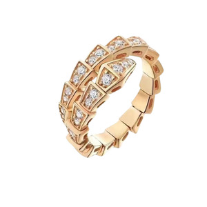 Anillo de Hueso de Serpiente para Mujer, Tono Dorado, con Circonitas y Diamantes, Diseño de Animal del Zodíaco, Joyería de Boda, Regalo, Diseño Abierto de Resorte RS316 - Product Image 5