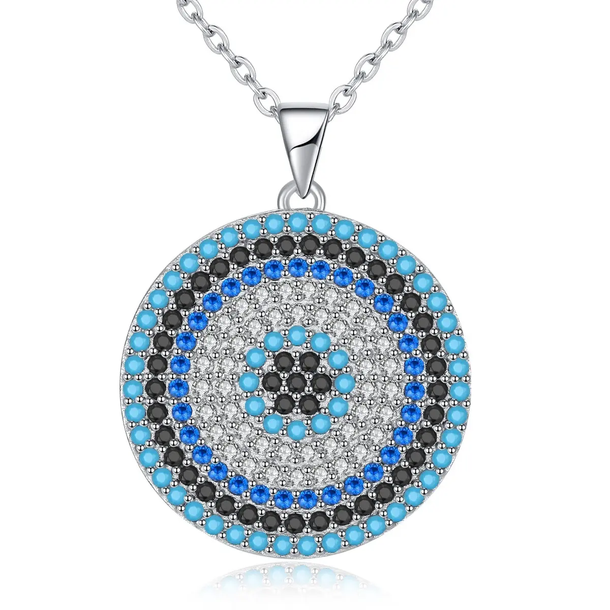 2022 sterling silver pendent fashion jewelry cubic zirconia horus turkish blue devil eyes evil eye necklace