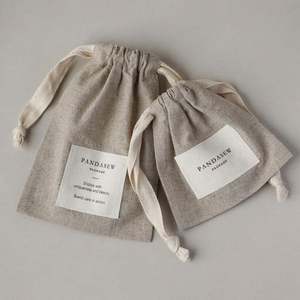 Minimalist Style <b>Recyclable</b> Drawstring Herringbone Pattern Ornaments <b>Bag</b> Cotton Linen Dust Drawstring <b>Bag</b> - Product Image 4